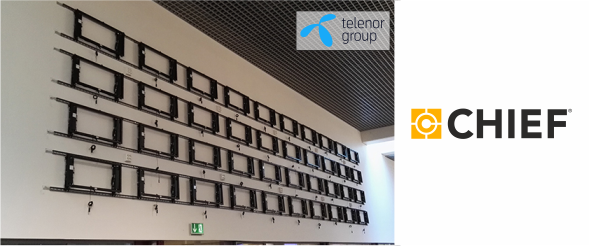 Огромная видеостена из 40 дисплеев установлена с помощью системы функциональных и надежных креплений ConnexSys от компании Chief 