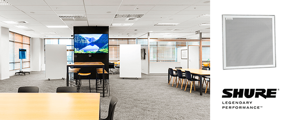 Потолочный микрофонный массив Shure точно захватывает речь в офисе открытой планировки