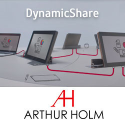DynamicShare - удобное решение для распространения контента в конференц-залах, оснащенных выдвижными мониторами Arthur Holm 