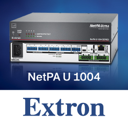 Новый усилитель Extron с DSP и поддержкой передачи звука по сети Dante - анонс