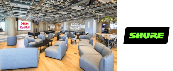Red Bull повышает качество звука совещаний с потолочными микрофонами Shure MXA920