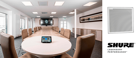 Микрофонные массивы Shure Microflex Advance установлены в многофункциональном конференц-зале