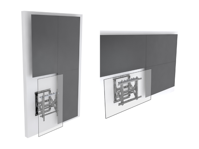 Удобство обслуживания видеостены с выдвижными кронштейнами Multibrackets 