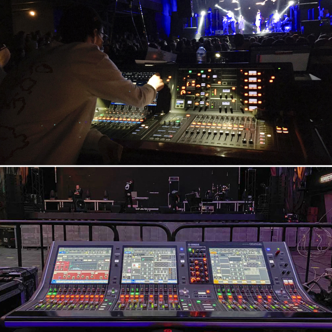 Звукорежиссер группы Ростислав Кундик рассказал гостям гостиной о выборе и преимуществах консолей Yamaha RIVAGE, о конфигурации системы, работе с плагинами внутри консоли, об организации сессии и микшировании коллектива во время саундчека и самого шоу.