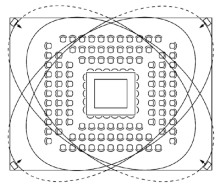 Рис. 4. Расположение излучателей в аудитории с подиумом