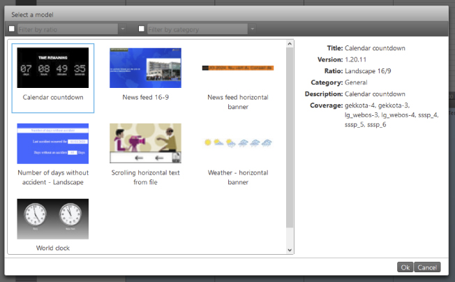 Приложение позволяет использовать готовые модели «виджетов» для упрощения создания интересного и разнообразного контента. 