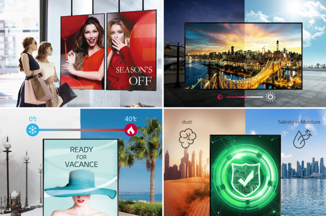 Новинка профессиональных дисплеев серии XS4F существенно превосходит по яркости и контрастности предлагаемые раннее модели LG аналогичного назначения. Такое улучшение характеристик является очень важным преимуществом. Дело в том, что демонстрация рекламных роликов на экране дисплея в витрине магазина осуществляется в условиях уличного освещения, в т.ч. и при солнечном свете, что естественно мешает его нормальному просмотру.