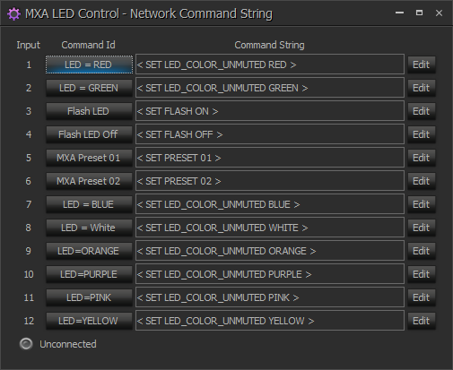 Команды в блоке Network Command String