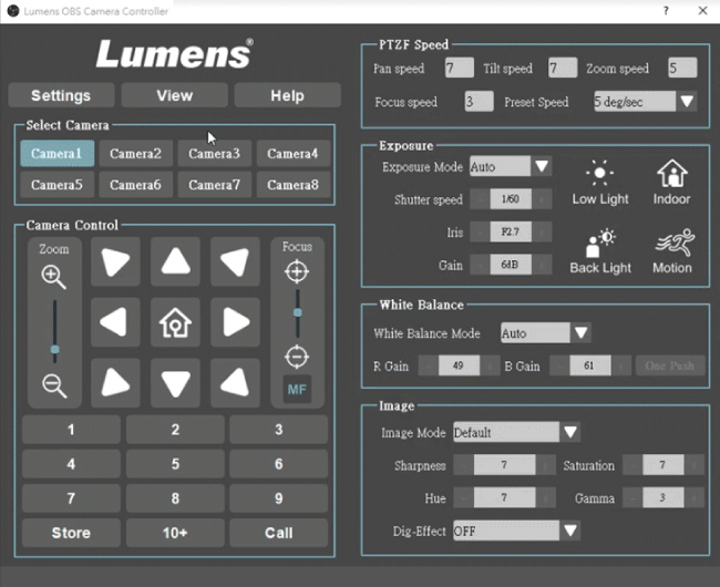 Плагин OBS для Lumens: Режимы управления: базовый и Advanced