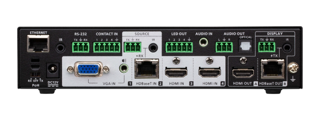 Устройство ATEN VP1420 (VP1421) оснащено четырьмя аналоговыми/цифровыми входами и двумя HDMI-выходами.